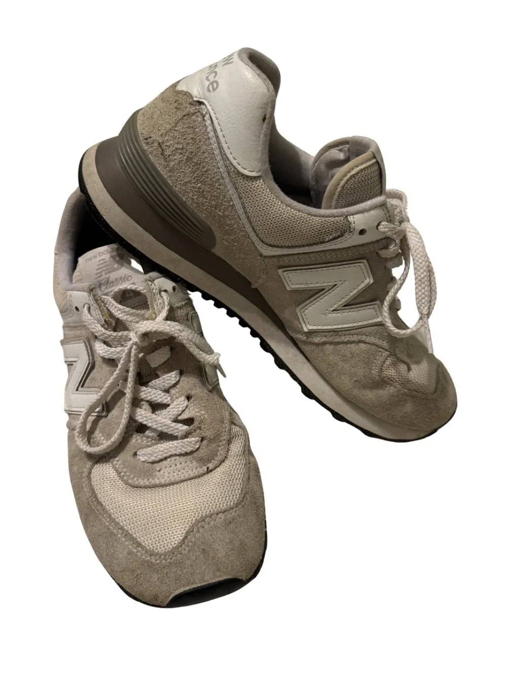 New Balance Grey & White Suede Mesh Sneakers - Picture 1 of 5